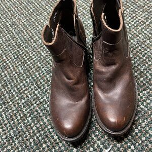 J.B. Dillon Brown Ankle Boots with Polished Leather